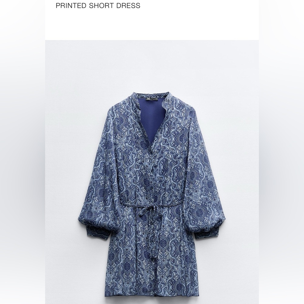 Zara Navy Floral Long Sleeve Dress